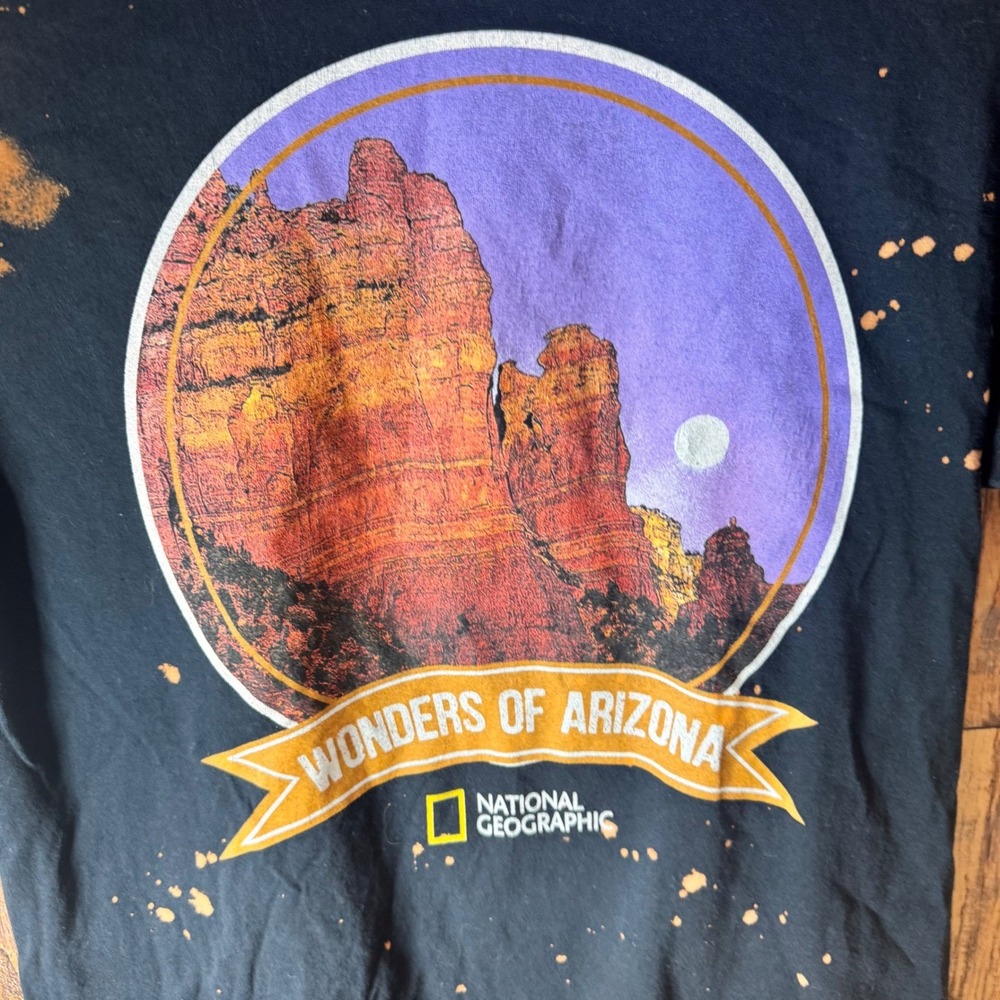 Vintage‎ National Geographic Wonders of Arizona Graphic T-Shirt Bleach Dye - Picture 2 of 5